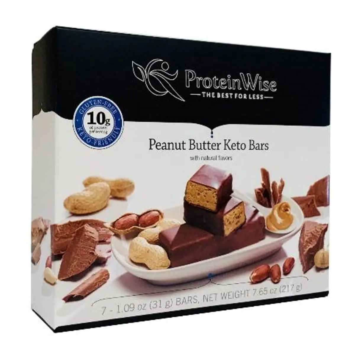 ProteinWise Peanut Butter Keto Bars - Protein, Low Sugar, Gluten-Free, for Weight Loss & Energy