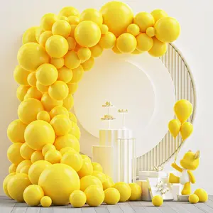 Yellow Latex Balloon Arch Kit, 102Pcs 18In 12In 10In 5In Yellow Balloons Arch Garland For Birthday, Baby Shower, Wedding, Sunflower, Honeybee Lemon,Yellow Theme Decoration With 33Ft Ribbon