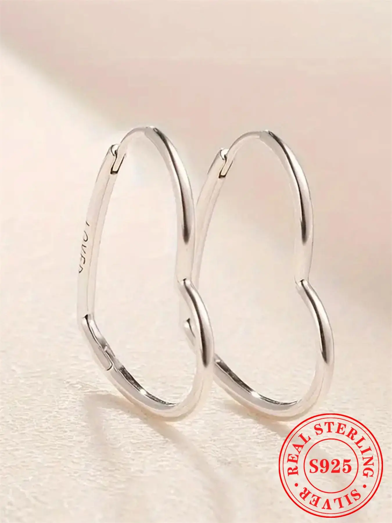 925 Sterling Silver Heart Shaped Hoop Earrings, Fashionable Earrings for Women & Girls, Trendy All-match & Exquisite Jewelry for Birthday Gift