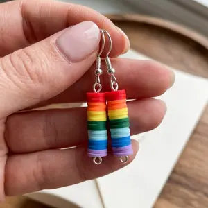 Boho Clay Earrings for Women - Handmade Native Aesthetic, Natural Color, Elegant Design