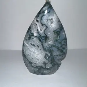 Moss Agate crystal tear drop #1