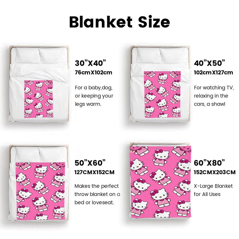 Sanrio Hello Kitty Rose Red Full Print Plush Blanket Unisex Vibrant Design for Fans of Sanrio and Hello Kitty Complete and Clear Representation