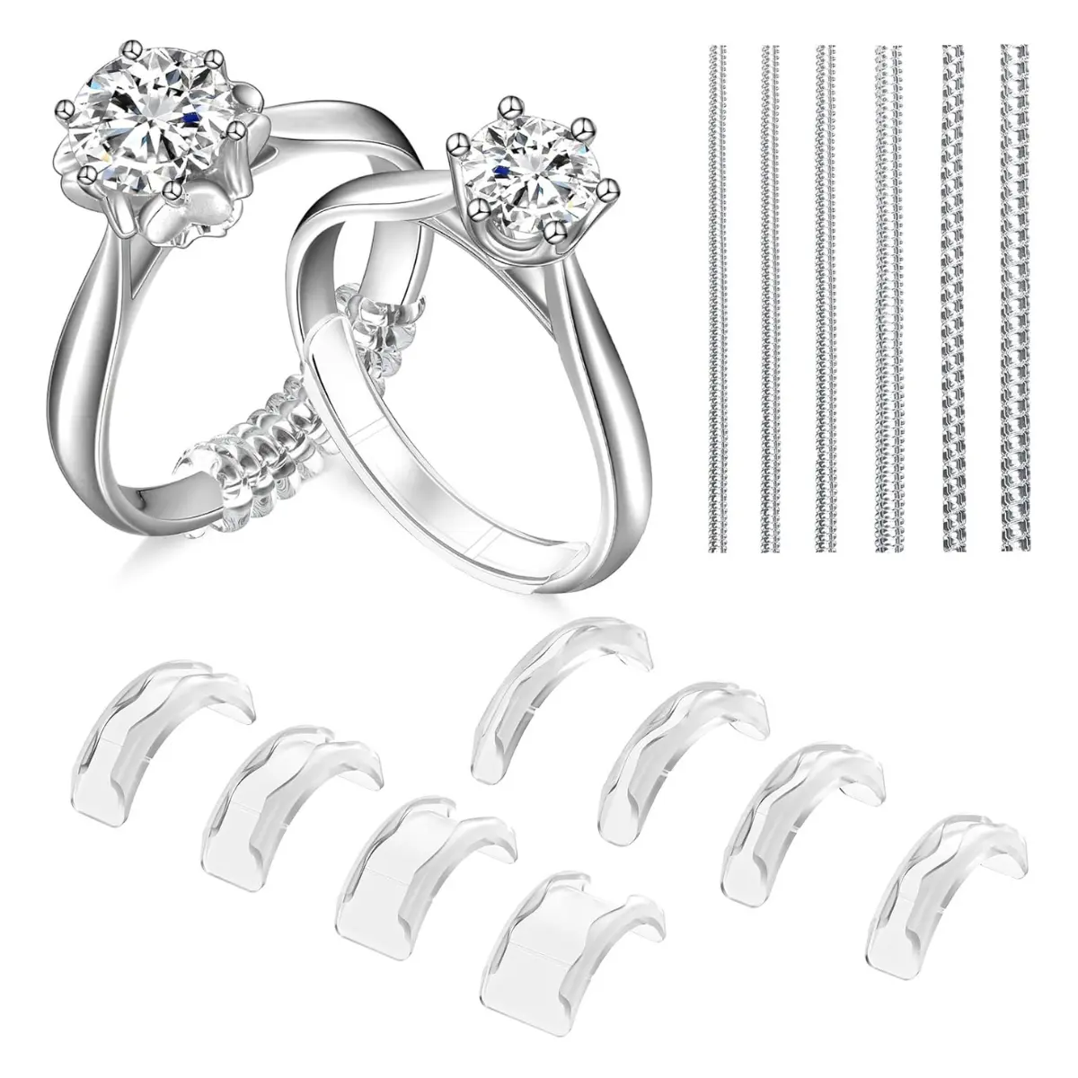 Invisible Ring Size Adjuster 14-Pack | Silicone Ring Guards & Resizer for Loose Rings | Transparent Ring Tightener for Women & Men