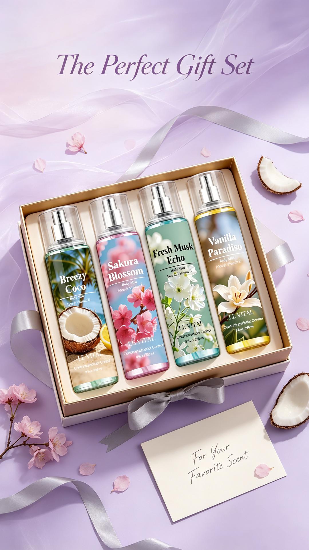 Le vital Sakura Scent Body Mist for Women | 2.5 fl oz / 75ml | Crafted for Special Occasions, This Soft and Captivating Scent Is a Must-Have for Dates and Parties Le vital Sakura Scent Body Mist for Women | 2.5 fl oz / 75ml | Crafted for Special Occasions, This Soft and Captivating Scent Is a Must-Have for Dates and Parties