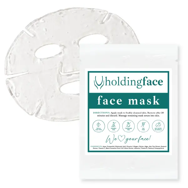 Holding Face Hydrogel Face Mask – Hyaluronic Acid & Peptide Sheet Masks (4 Pack)