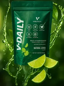 VitalHealth V-DAILY Energy Multi-Vitamin Powder Natural Lemon Flavor Vegan Sugar-Free Gluten-Free Amino Acids & Fruits Dietary Supplement