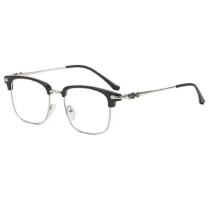 Simple Anti-blue Light Semi-rimless Browline Eyeglasses for Everyday Use Basic Frame Fashion Eyeglasses for Women Men Party Daily Clothing Decor Perfect for Student Daily Use PC Material
