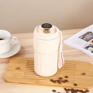 Led Temperature Display Coffee Mug Stainless Steel Thermos, Stainless Steel Coffee Mug, Touch Screen With Lid Keep Cold Warm, Travel Coffee Mug With Lanyard Leak Drinkware Flasks Thermal Beverage Bottle Lightweight Bottled Tumbler Portable