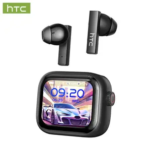 HTC NE40 Full Color Touch Screen True Wireless Earbuds 48 Hours Ultra Long Battery Life 10 Mins Fast Charge IPX5 Waterproof Bluetooth Headphones with Rotary Button Control