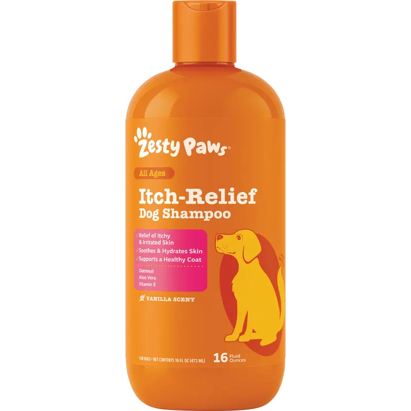 Zesty Paws Itch-Soother Dog Shampoo for All Breeds - Gentle & Effective Ingredients for Squeaky Clean Bath Time