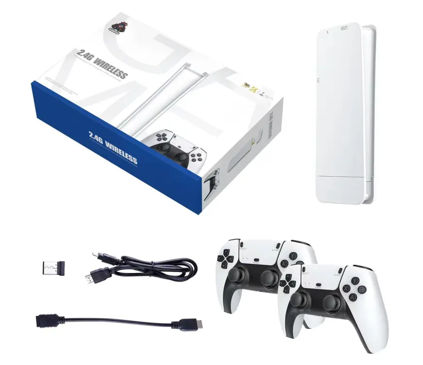 Retro Gaming Console with 40,000+ Classic Games, 23 Emulators, Dual 2.4GHz Wireless Controllers, 4K HD Output, Save & Load Function, Plug & Play, Compatible with TV/PC/Projector, 64GB Hdmi rechargeable handle