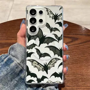Fantasy Black and White Bat Swarm in Flight, Magnetic Ring,Wireless Charging,Supports for Samsung Galaxy S26 S25 S24 S23 S22 S21 S20 Fe Plus Ultra Edge S10E A57 A56 A55 A54 A37 A36 A35 A34 A26 A25 A24 A23 A17 A16 A15 A14 A07 A06 A05s Note20 Note10 Note9