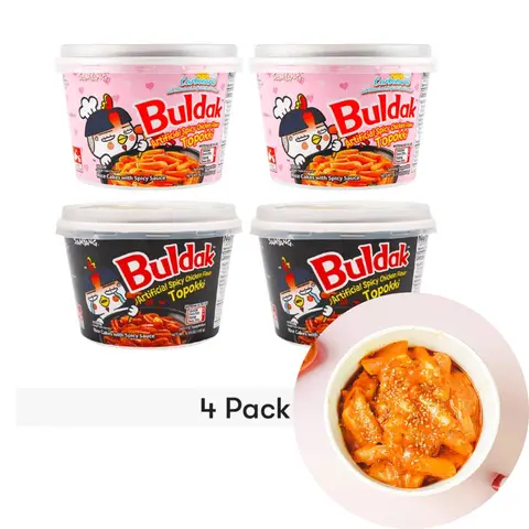 SAMYANG Korean Buldak Carbonara Tteokbokki Topokki- Spicy Chicken and Cheese Flavor, 6.31oz each Pack, Instant Rice Cakes, Great for Spicy Lovers - Food
