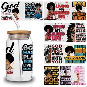 5 Sheets Living My Blessed Life Be You The World Adjust UV  Stickers Heart Plastic Cups Decoration Unicorn Glass  Transfer Stickers Inspiring Words DTF Mug Wrap
