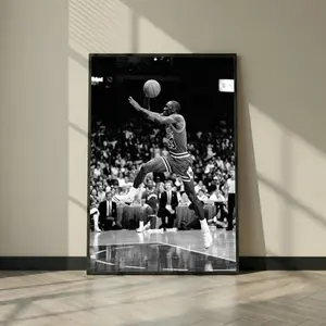 Michael Jordan Slam Dunk Vintage Poster, Black and White Basketball Wall Art, Chicago Bulls Print, Man Cave Decor, Gift for Teen Boy