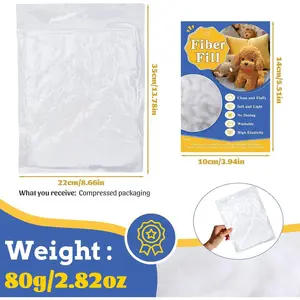 80g/2.8oz Premium Polyester Fiberfill Stuffing for Stuffed Animals, Crochet, Crafts and Pillows