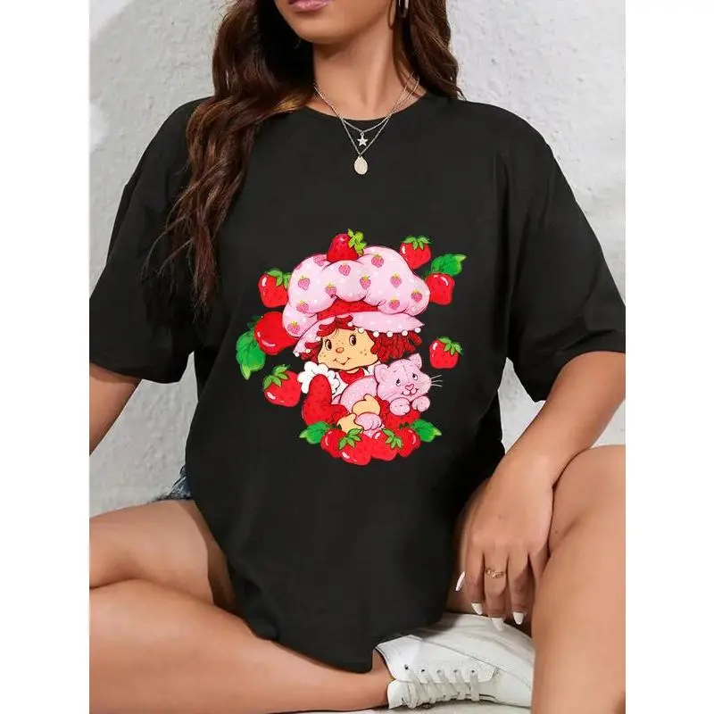 Graphic T-Shirt with Strawberry Shortcake "Garden Besties" Print, Unisex 100% Cotton Casual Streetwear Top