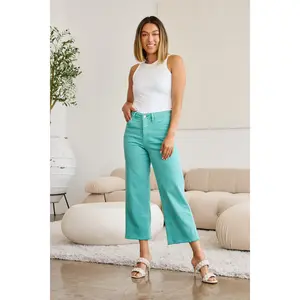 RFM Crop Chloe Tummy Control High Waist Raw Hem Jeans