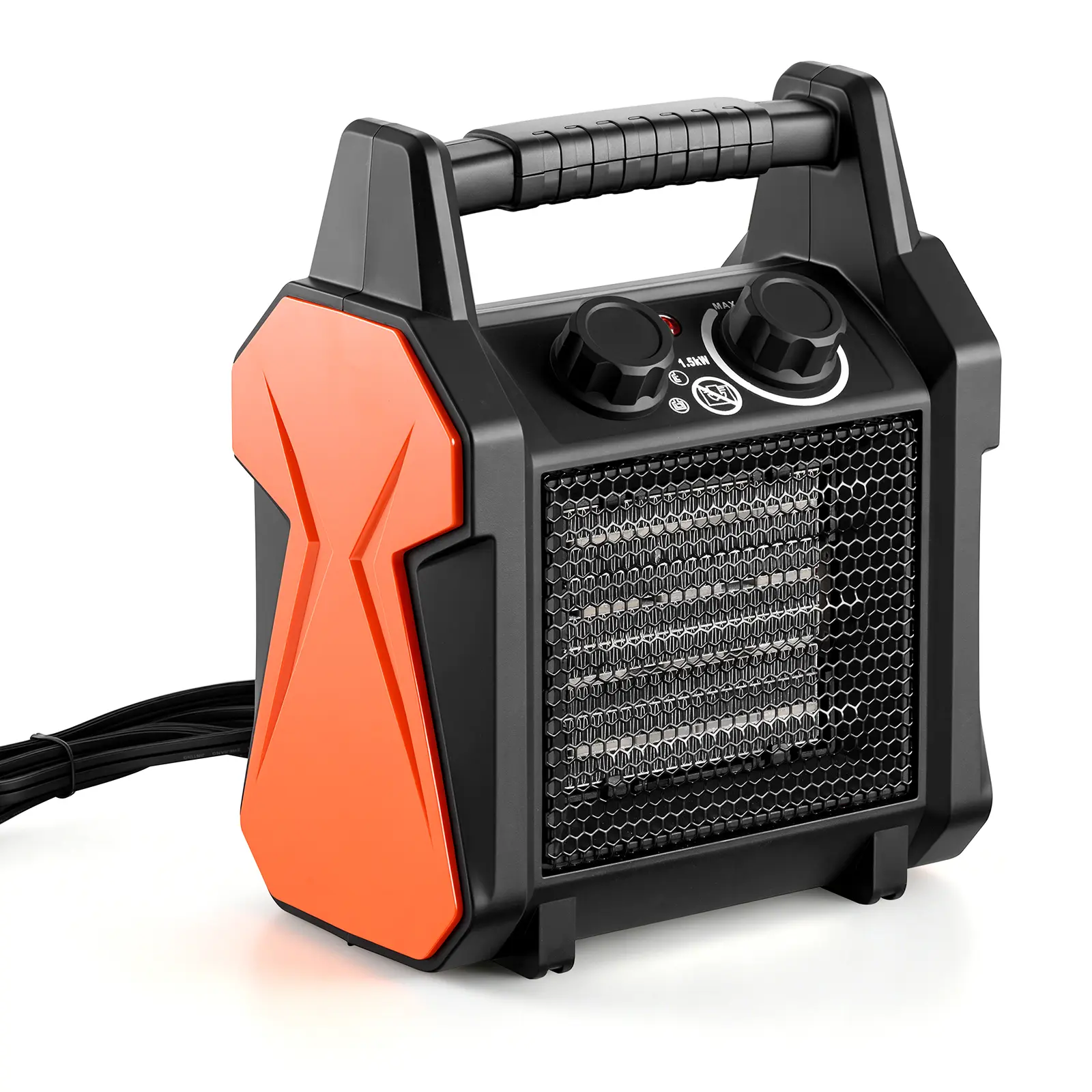 VEVOR 1500W PTC Electric Greenhouse Heater with Portable Fan, Adjustable Heating Temperature, Fast Heating Warmer, Low-High Modes, Overheat Protection, Tip-Over Safety, Fire Resistant, for Grow Tent, Office, Brooder Warming, Small