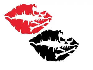 Sexy Lip Sticker for Car Waterproof Decal, Large Lip with Skull Transparent Vinyl Decal, Window Bumper Side Trunk, 6 x 6 Inch