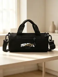 Primitive Wild Leopard Print Cylinder Sports Bag, Large Capacity Water Resistant Hand & Crossbody Gym Bag, Dry-Wet Separation Travel Luggage Bag, Unisex Training Storage Bag