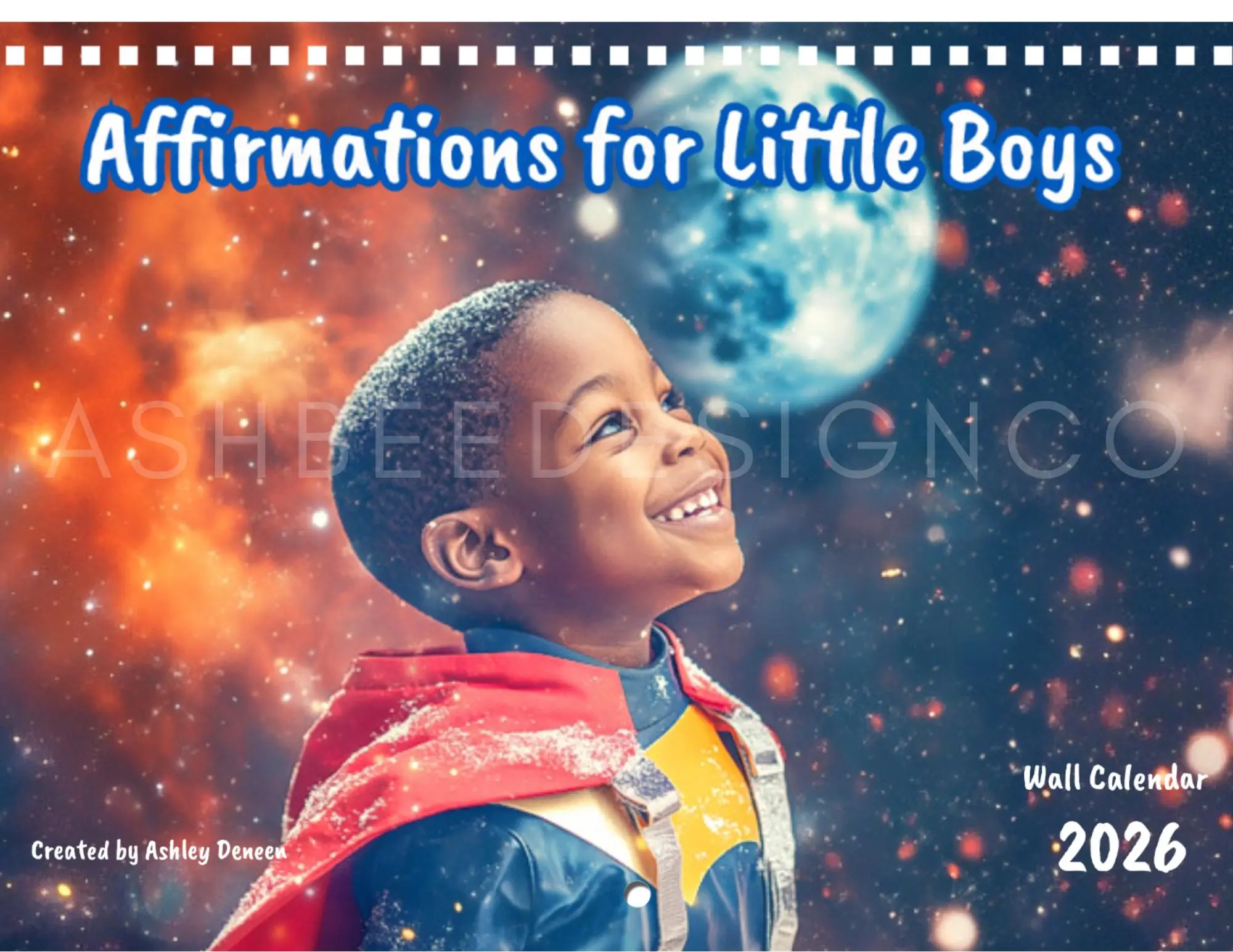 2026 Affirmation Calendar for Little Boys | Handmade Wall Calendar | Representation & Daily Inspiration
