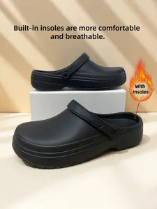 Men's Lightweight Waterproof Garden Sandals, Comfortable Eva Insole Chef Shoes, Women's Outdoor Beach Slippers, Minimalist Round Toe, Round Toe Clogs