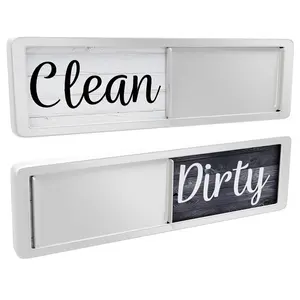 Letter Pattern Dishwasher Magnet, 1 Count Strong Universal Dirty Clean Dishwasher Magnet Indicator, Slide Rustic Farmhouse Black and White Magnet Sign for Kitchen Organization Home Decor, Fridge Magnet