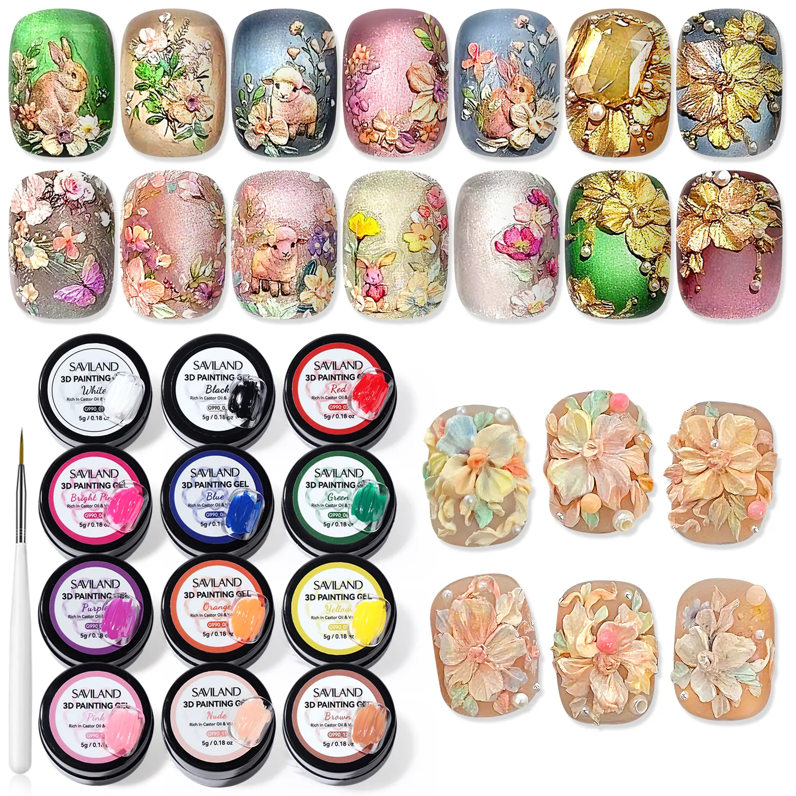 12 Colors 3D Sculpting Gel for Nail Art