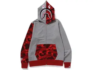 Bape Color Camo Shark Full Zip Hoodie (FW23) Red