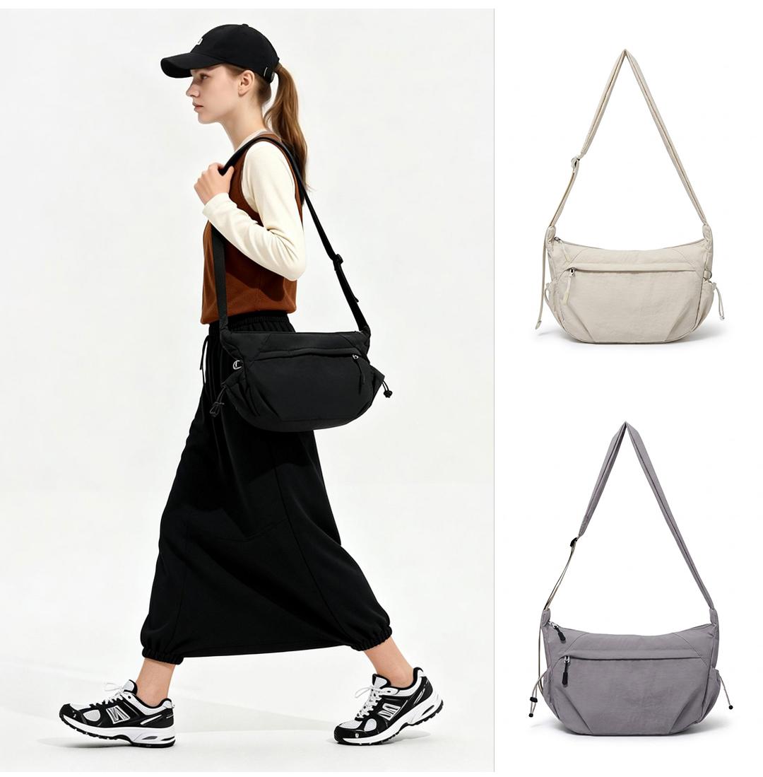 Lightweight Nylon Crossbody & Handheld Bag - Spacious, Multi-Pocket for Daily Commute