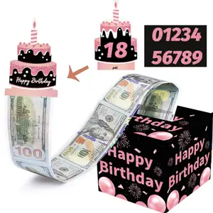Birthday Money Box for Cash Gift Drawing, Surprise Filled Gift Box with Drawable Cards and 50 Transparent Bags, Fun Gift Idea ()