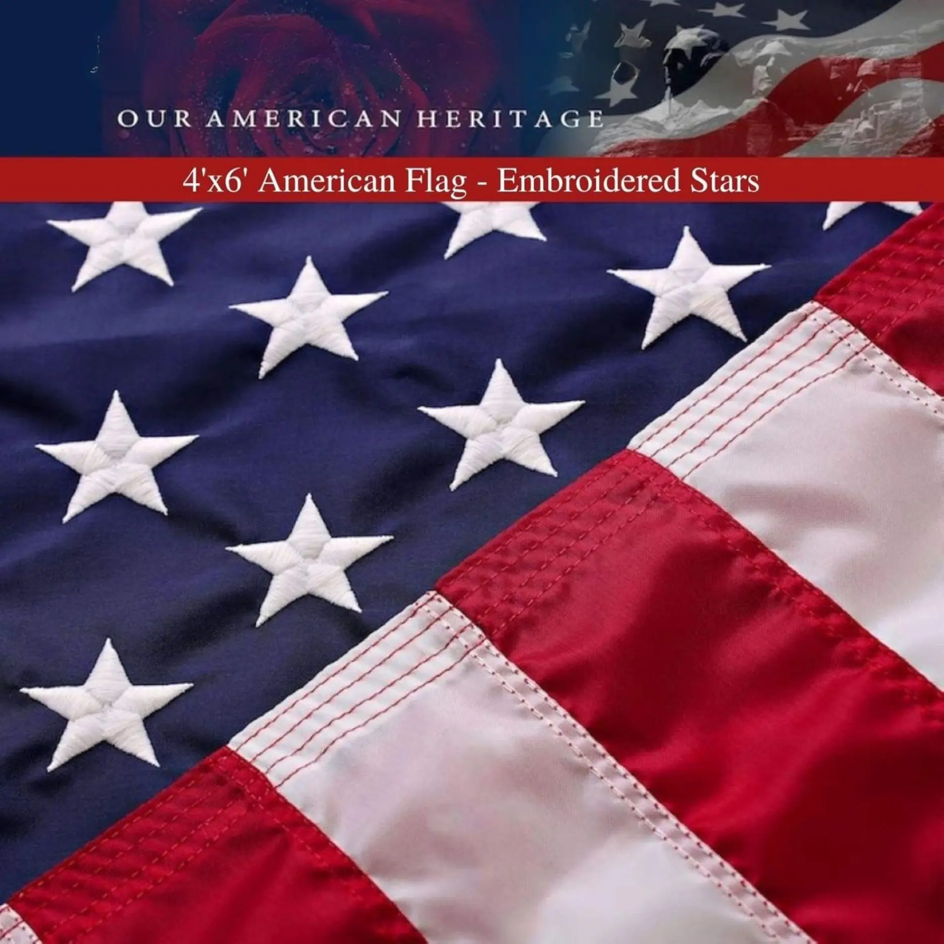 American Flag 4x6 for Outdoor Use | Heavy-Duty Flag with Embroidered Stars and Sewn Stripes | U.S. Flag for Outside
