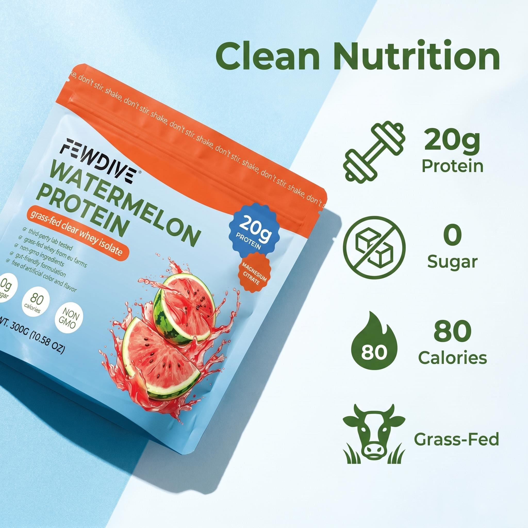 FEWDIVE Grass-Fed Whey Protein Concentrate & Isolate Powder - 300g Dietary Wellness Protein, Natural Fitness Supplement, Muscle Recovery & Recovery Strength Support, Clean Scoop for Active Adults (Single Item), Edible, Muscle Recovery Supplement