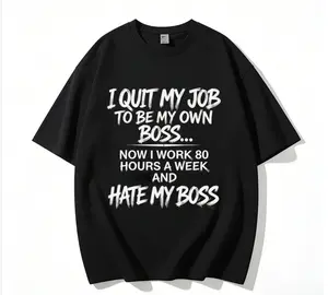 I Quit My 9-5 To Be My Own Boss… Now I Work 80 Hours A Week & Hate My Boss | Funny Self-Employed Entrepreneur T-Shirt | 180G Cotton Unisex Breathable Year-Round Wear