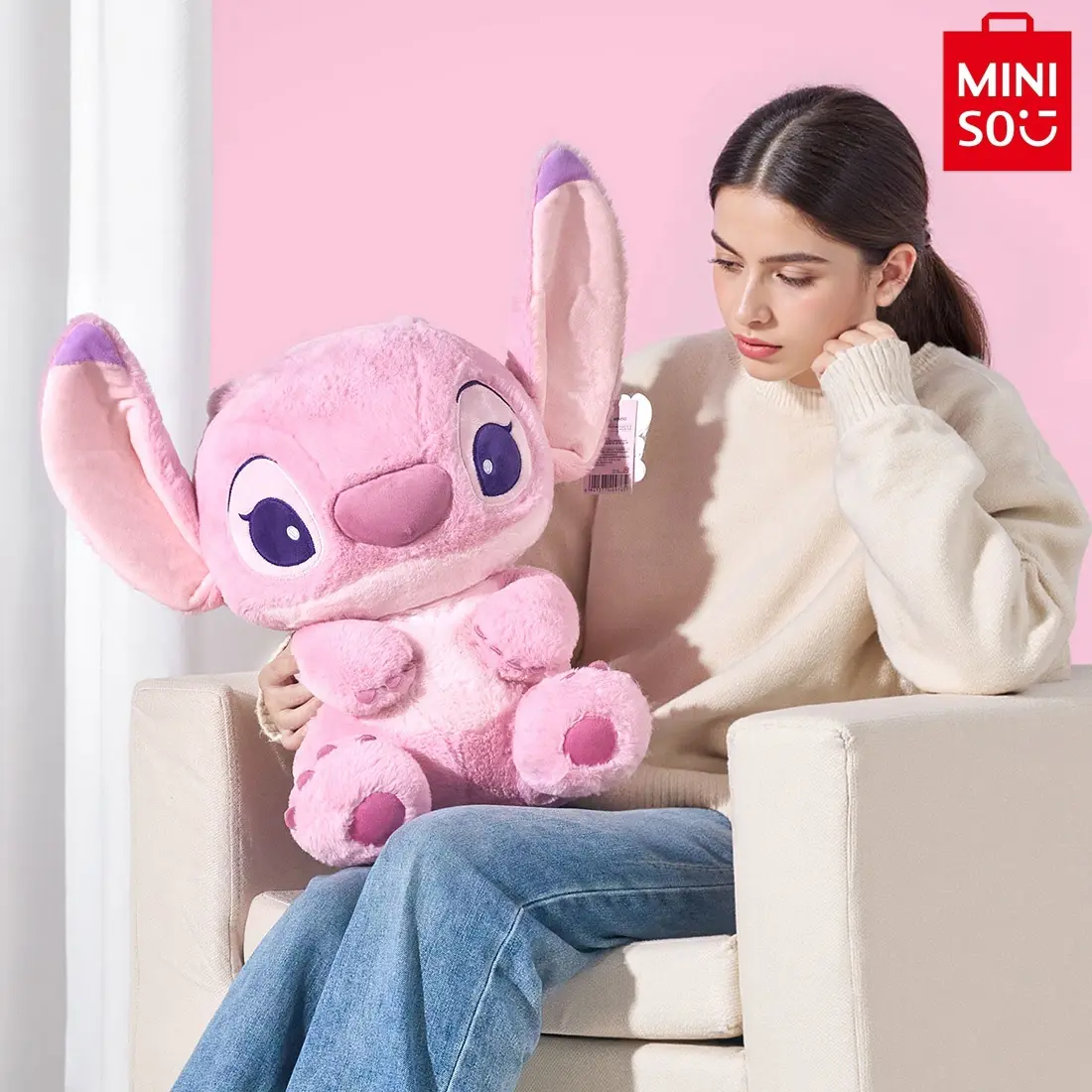 MINISO Disney Stitch & Angel Large-Size Plush Dolls Basic Sitting Plush, Soft Stuffed Animal,20 inch Adorable Gift,Perfect Cuddly Collectibles for Fans