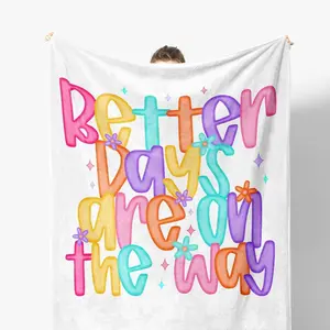 Boho Hippie Inspirational Throw Blanket, Better Days are on The Way Positive Mental Health Blanket for Couch Sofa, Inspirational Gifts Women, Therapy Office Decor
