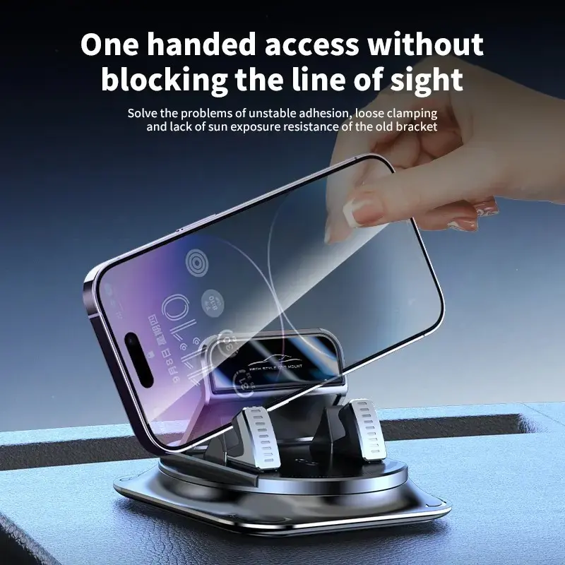 Car Phone Holder Rotatable 360 Degree, Suitable for Car Navigation Dashboard, Adjustable Screen Angle, Anti-Slip Suction Cup Mount, Car Cellphone Mount, Suction Cup Bracket, Rotating Car Mount