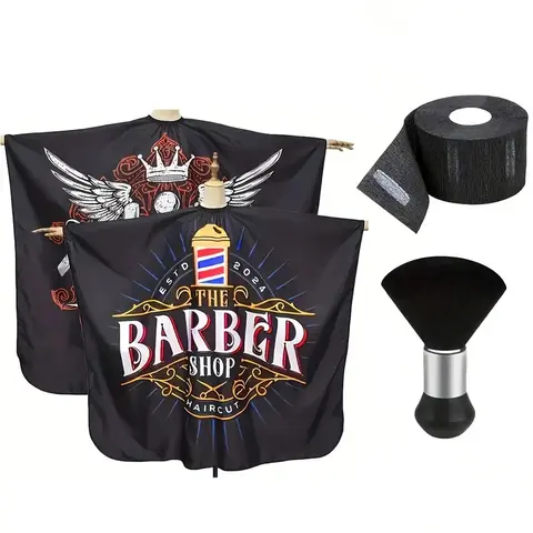 Professional Hair Salon Apron Set - 2 Pieces Haircare Supplies with Anti-Static, Non-Stick Cutting Apron, Adjustable Neck, 1 Wide-Tooth Heatless Broken Hair Cleaning Brush, 1 Disposable Elastic Neck Strap, Smooth Design