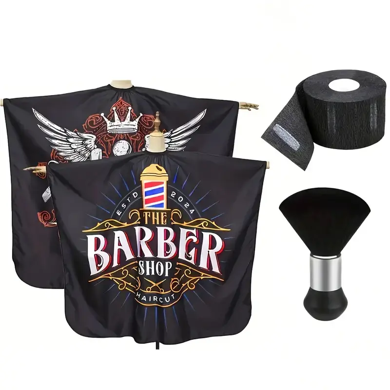 Professional Hair Salon Apron Set, Anti-static And Non Stick Hair Cutting Apron with Adjustable Neck, Equipped with A Broken Hair Cleaning Brush And Disposable Elastic Neck Strap, Salon Accessories, Salon Supplies