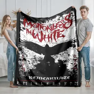 1 piece Motionless In White band "Reincarnate" album cover themed flannel blanket - All-season comfortable blanket with modern design, suitable for sofas and beds, digitally printed pattern, flannel material, super soft and warm, machine washable