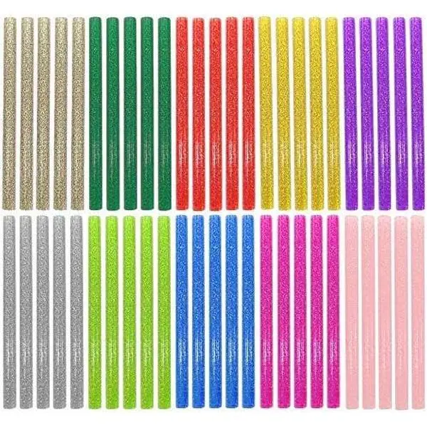 50 Pieces Glitter Glue Sticks for Hot Glue Gun 10 Colors Hot Gule Stick Glitter Glue Sticks for Glue Gun Mini Hot Glue Sticks Hot Melt Glue Sticks Multipurpose for Art & Craft Project