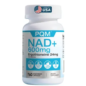 PQM NAD+ 600mg & Ergothioneine 24mg | Premium Daily Healthy Aging Supplement | 60 Capsules 3rd-Party Tested Made In USA natural antioxidant dietary supplement