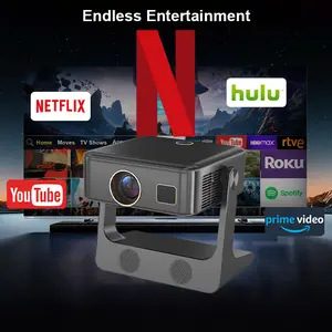 XBJ [Electric Focus & Auto Keystone] Mini Projector with WiFi Bluetooth, PUTRIMS Portable 1080P Support Movie Projector 145° Rotatable 50% Zoom Fully Sealed Small Projector for Phone TV Stick HDMI USB Audio window projector