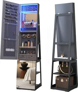 Large Capacity 3 Color Dimmable Jewelry Storage Cabinet, Vertical Mirror Jewelry Cabinet, Mirror with Storage, Mirror Cabinet,Gift for yourself