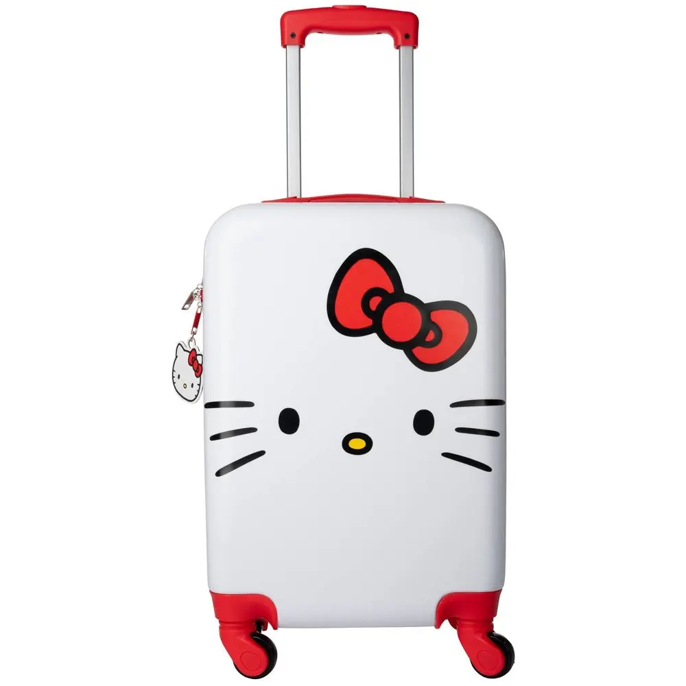 Hello Kitty Hardside Carry On Spinner Suitcase - Red/White, Lightweight Travel Luggage, Sturdy Abs Luggage