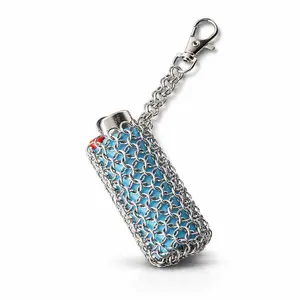 HIGH DREAMS Chainmail Lighter Case Keychain Bag Charm Stainless Steel Lipstick Gloss Holder Chain Mesh Gothic Gift