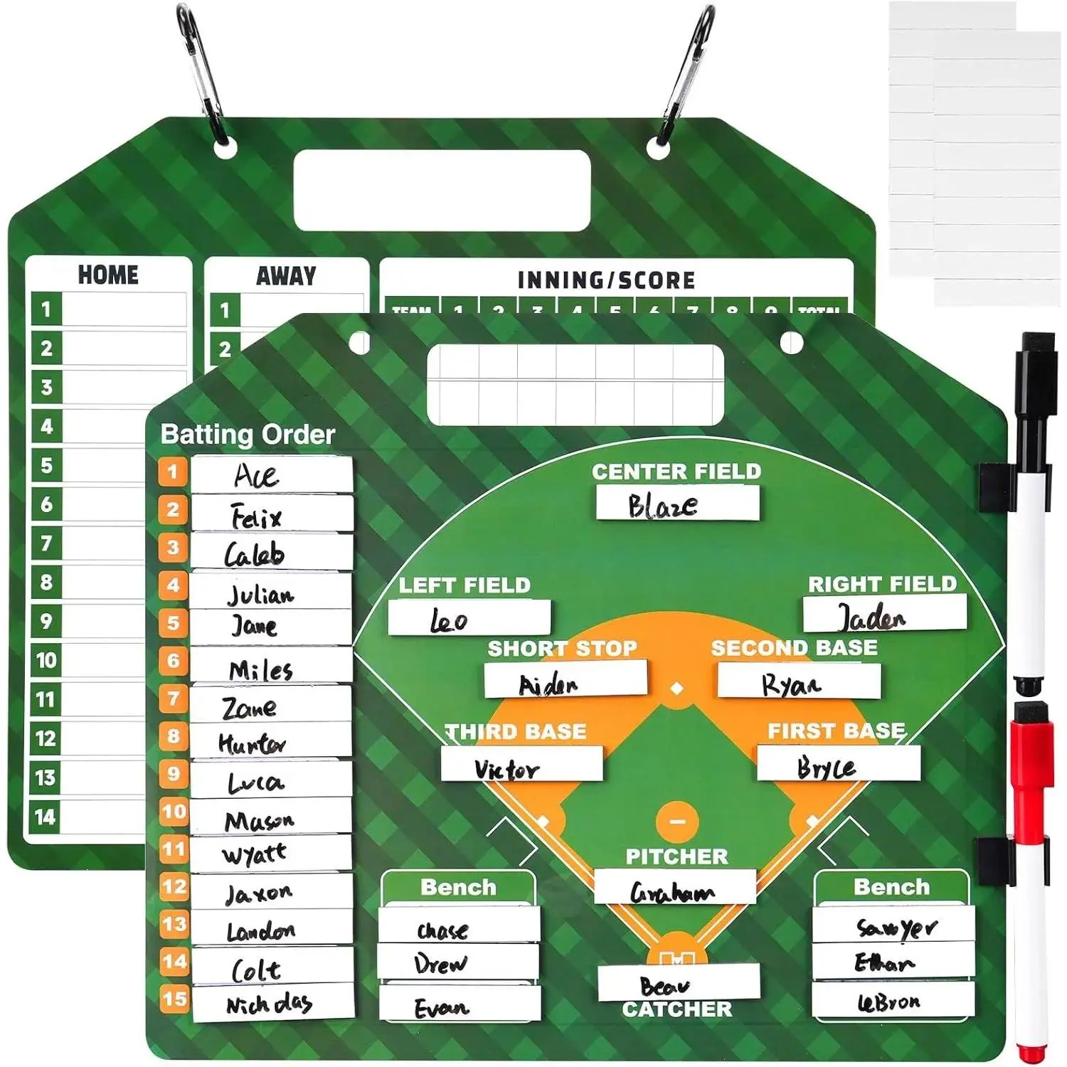 Magnetic Baseball Lineup Board with 40 Sheets-Dry Erase Baseball Clipboard for Coaches,Reusable Baseball Lineup Name Cards ​ ,Essential Baseball Training Equipment ​ &Baseball Accessories for Mom&Coaches Yifanyou Sports