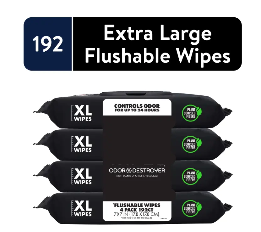 Fragrance-Free Wipes with Odor Control, XL Size, 48 Pack, 3 Count