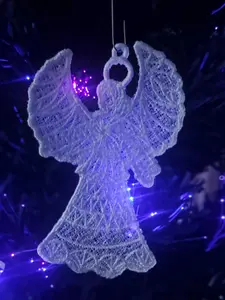 Freestanding Lace Angel Ornament Machine Embroidered White Polyester Thread Intricate Detailing for Christmas Trees Weddings Gifts
